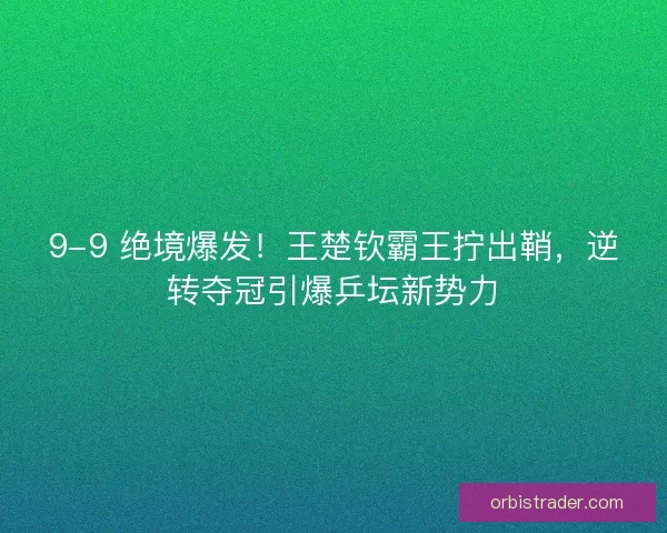9-9 绝境爆发！王楚钦霸王拧出鞘，逆转夺冠引爆乒坛新势力