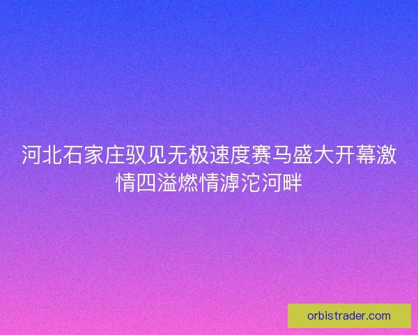 河北石家庄驭见无极速度赛马盛大开幕激情四溢燃情滹沱河畔 河北石家庄驭见无极速度赛马盛大开幕激情四溢燃情滹沱河畔